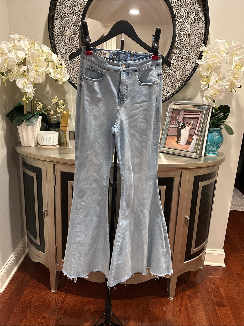 We The Free Light Blue Flare Jeans with Raw Hem